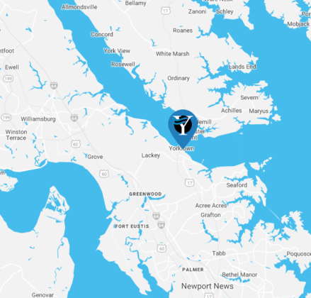Map showing the location of Yorktown.